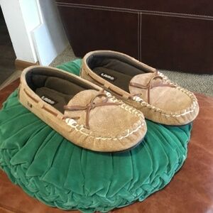 Tan Suede moccasin slippers